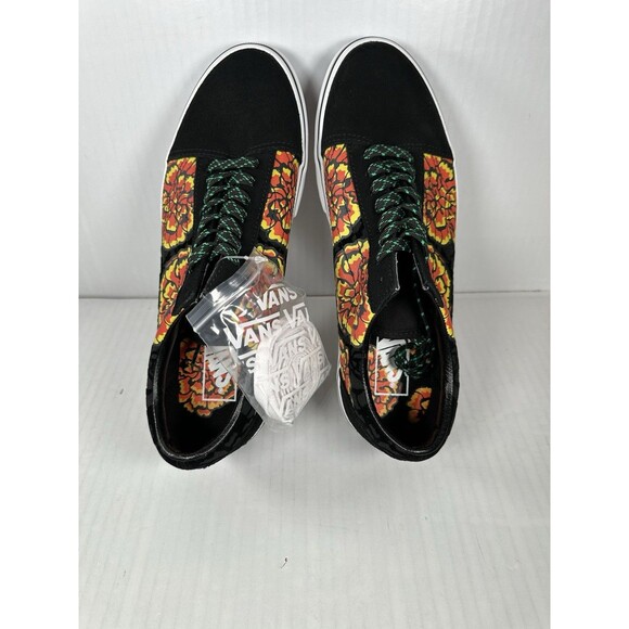 Size 11 Vans Old Skool Dia De Los Muertos Black & Yellow Low Top Skate Shoes NEW